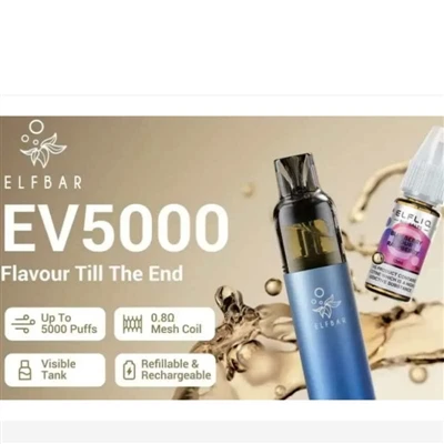 ELFBAR Yn Lansio Sigarét Electronig Ail-lenwi EV5000 yn y DU, Pris Ar £ 12.99