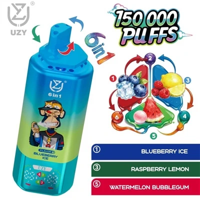 UZY 6-yn-1 150K Sigaréts Electronig tafladwy|150000 Pwff, Newid Chwe Flas, Dy...