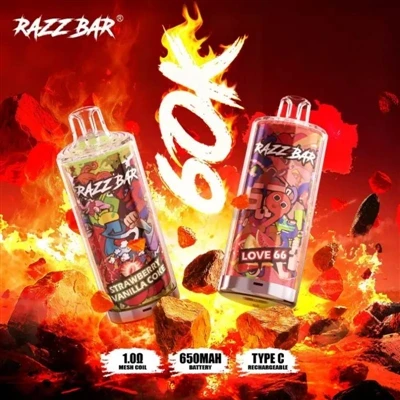 Razz Bar 60000 E-sigarét tafladwy|60,000 Pwff, Y Dewis Gorau ar gyfer Nesaf-C...