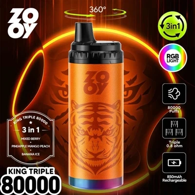 ZOOY KING 3-mewn-1 80000 Puff Disposable E-sigarét: Gosod Safon Diwydiant New...