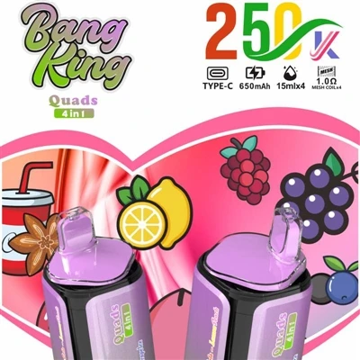 BANG KING Quads 4IN1 250000: Profiad Newydd Sbon mewn E-sigarennau Premiwm ta...