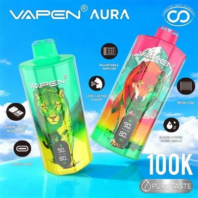 VAPEN AURA 100K: Wrth i E-sigaréts tafladwy ddod i mewn i'r cyfnod o 'ben uch...
