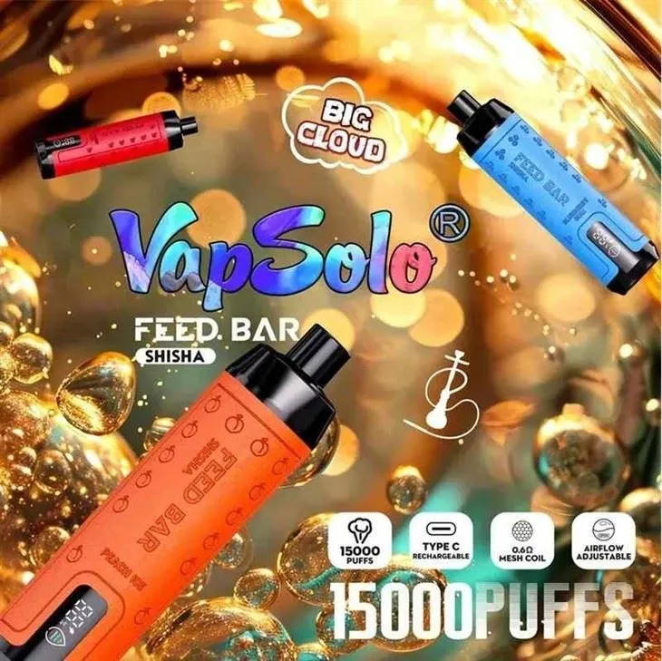 Vapsolo-Feed-Bar-Shisha-15000-Puffs-Disposable-E-Cig-5-Nicotine-Vape-Pen-Rechargeable-E-Vapes-10-Flavors-Al-Tronado-Crown-15K-Puff-Bar-Display-Screen-Vape